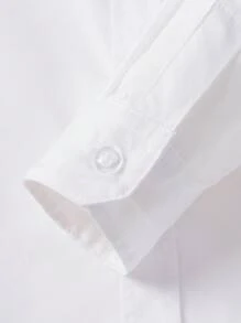 SOLOCOTE Camisa blanca formal de unicolor con bolsillo en el pecho para niñas preadolescentes