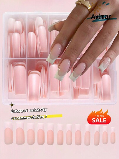 120 ongles faux préfabriqués en boîte, pièces d'ongle français faits main, Diy création, Faux ongles à presser, pointes d'ongles d'orteil, pointes d'ongles, ongles en forme de cercueil à presser, Ongles faux courts clairs, pointes d'ongles carrées, extra court ongles à presser, fournitures pour ongles Diy, nail art, ongles en amande, ongles en canard, ongles en forme de cercueil, ongles d'été, ongles french tip, ongles faits main, ongles à presser