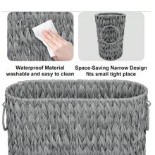 Caixa de Armazenamento de Papel Higiênico, Cesta de Papel de Banheiro, Suporte de Papel Higiênico com Função de Armazenamento, Caixa de Grande Capacidade pode Armazenar 6 Rolos de Papel Higiênico, Cesta de Armazenamento de Banheiro de Vime À prova d'água - Multicolorido - Visão 5