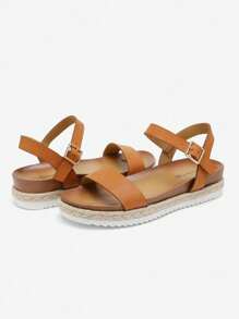 Women'S Platform Wedge Sandals Open Toe Ankle Strap Espadrilles Casual Flatform Vacation Summer Shoes - Lạc đà - Xem 5