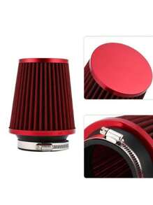 Filtro de aire cónico entrada de aire frio de alto flujo 2 pulgadas 50mm tela de aluminio a prueba de oxido para coche - Rojo - Ver 2