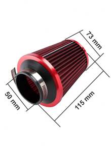 Filtro de aire cónico entrada de aire frio de alto flujo 2 pulgadas 50mm tela de aluminio a prueba de oxido para coche - Rojo - Ver 3
