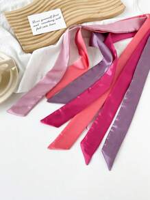 1pc Multicolor Long Silk Scarf, Suitable For Casual Wear, Can Be Used As A Headband Or Hairband - Multicolor - View 5