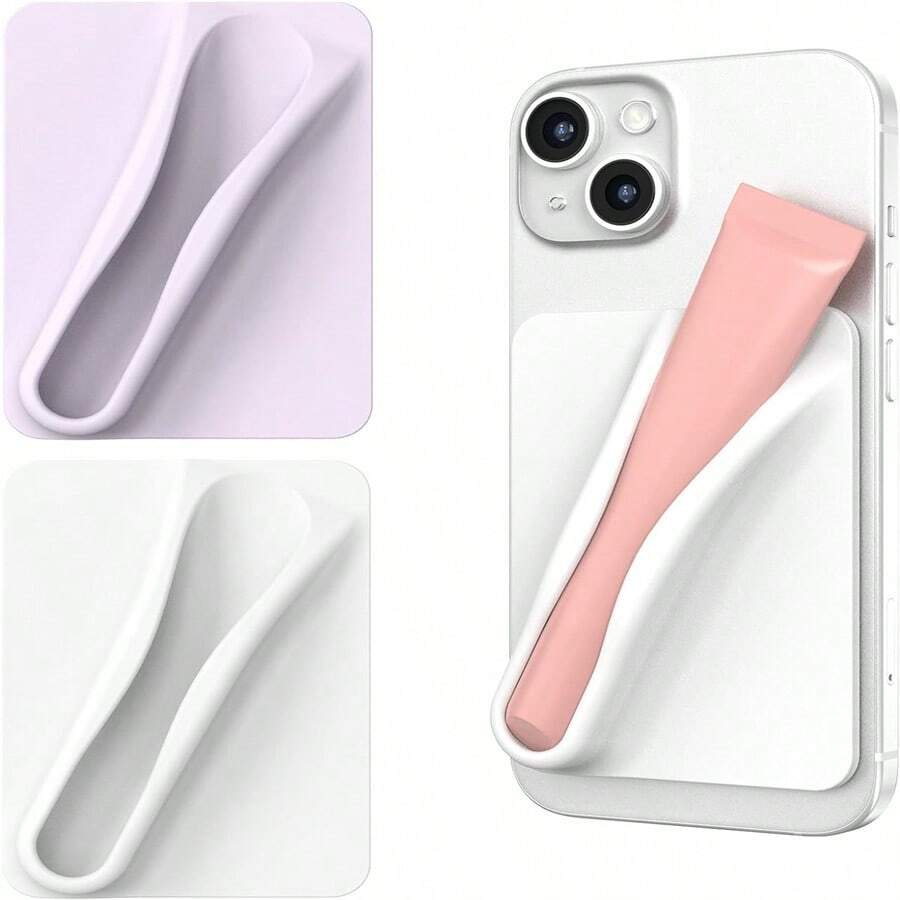 2 件装手机，丝滑硅胶唇托粘贴式手机壳，兼容 iPhone Galaxy Android 智能手机 - White+Violet - 查看 1
