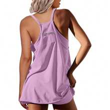 BZB Women's Summer Mini Dress Casual Workout Tennis Dress With Shorts Sleeveless Althletic Dresses - 紫色 - 查看 4
