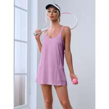 BZB Women's Summer Mini Dress Casual Workout Tennis Dress With Shorts Sleeveless Althletic Dresses - 紫色 - 查看 5