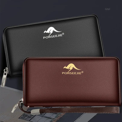 porseejie Portefeuilles pour hommes, style classique, porte-cartes, portefeuilles grande capacité, poche à fermeture éclair pour pièces, clip téléphone vintage, cadeaux pour femmes, cadeaux pour la Saint-Valentin pour les hommes, portefeuille, portefeuille long, porte-poignet