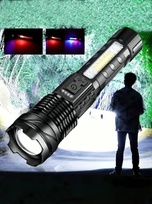 Una linterna súper potente recargable con luz de inundación, adecuada para camping, pesca, caza, escalada en roca, aventuras, equitación nocturna y senderismo de emergencia al aire libre - Multicolor - Ver 1