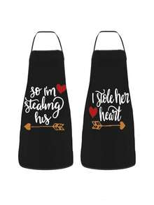 1入組，80*60cm/31.5*23.6寸聚酯纖維圍裙，簡約風格圍裙，印花字詞聚酯圍裙，加厚可愛防水腰圍裙，時尚家務廚房工作服裝，廚房用品，餐廳，廚房小工具，廚師圍裙 - 彩色 - 查看 16