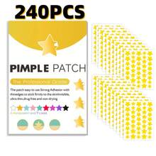 40/80/200/400/600/800 peças Adesivo em forma de estrela para acne, Adesivo corretor de manchas para pele facial, Adesivos para espinhas de acne - Dourado - Visão 20