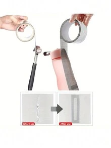 1roll Self Adhesive Window Screen Repair Tape, Anti-Insect Net Hole Reparing Patch, Suitable For Dorm Door/ Curtain Screen/ Net Repair, Strong Adhesive Window Screen Repair Tape, Fix Tear And Bug-Proof Net - Grey - View 4