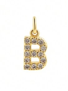 1pc Elegant Compact 26 Initial Letter Zirconia Pendant, DIY Customized Name Jewelry Charm For Necklace, Bracelet, Earrings - DIY Letters - View 26