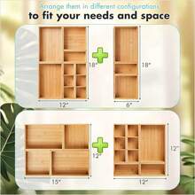 Drawer Organizer, Set Of 9 Bamboo Wood Kitchen Makeup Desk Junk Tea Drawer Stora - Nhiều màu - Xem 5