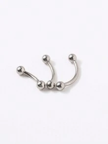 1PC 16G Titan Ren Nội Bộ Cong Barbell Bông Sụn Bông Tai Thân Trang Sức Lông Mày Khuyên Trang Sức - Bạc - Xem 2