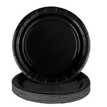 10st/20st Zwarte feestbenodigdheden Zwarte papieren borden Papieren servetten voor verjaardagen Bruiloft Halloween feestdecoraties Wegwerpserviessets Perfect voor feesten en evenementen,