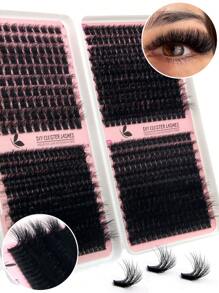 Extensiones de pestañas de racimo indivuales, 620 piezas de racimos con pestañas esponjosas de 120D/100D/80D/T50, kit de racimos con pestañas gruesas y suaves de mink falso, rizo D en tamaños de 9MM/10MM/12MM/14MM/16MM/18MM para extensiones de pestañas dramáticas, maquillaje para bodas, herramientas de pestañas postizas en color negro. El kit incluye pestañas de racimo individuales en gran capacidad, con rizo D y raíz negra, rizan las pestañas para un volumen máximo y son fáciles de aplicar en casa.