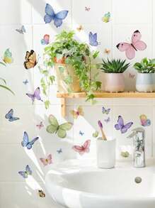 1 件蝴蝶图案墙贴，现代色块蝴蝶印花墙贴，用于家居装饰，贴纸，墙贴，乙烯基贴花，用于家居装饰，春季装饰品让您的家焕然一新，Rama 装饰贴纸 - 彩色 - 查看 14