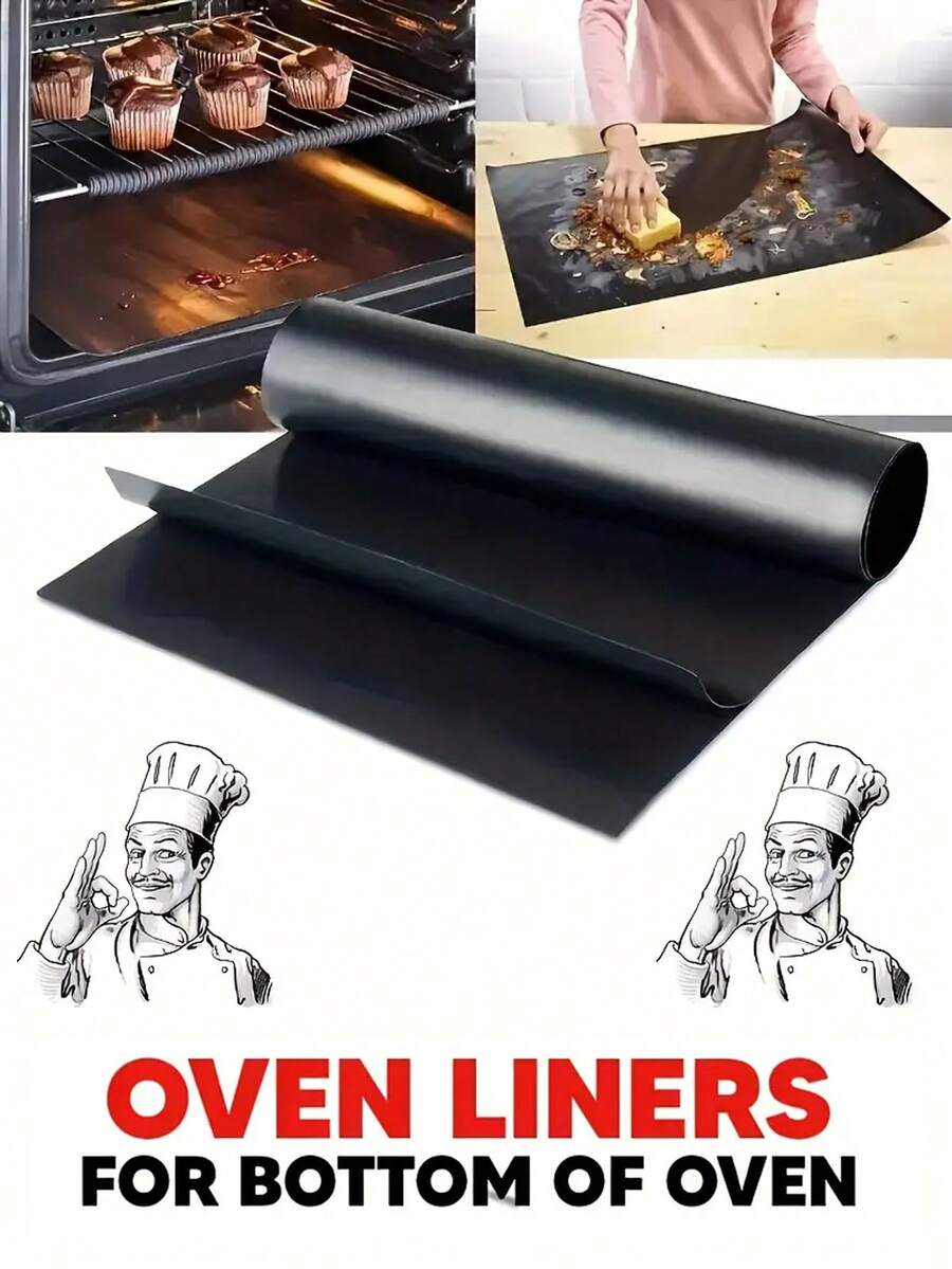 1入組不粘烤箱墊-重型，可重複使用且耐高溫-適用於電烤箱、瓦斯烤爐和渡假烹飪-不含BPA和PFOA，容易清潔，是派對和烤肉用品的理想禮物 - 黑色 - 查看 1