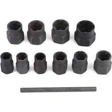 11pcs Impact Bolt Extractor Set Nut Remover Set Stripped Extraction Socket Tools,9-19mm Damaged Bolt Screw Nut Extractor Tool Set Including A Punch Rod - Black - View 3
