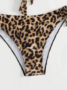 女士夏季海滩豹纹分体比基尼泳装 - 彩色 - 查看 5