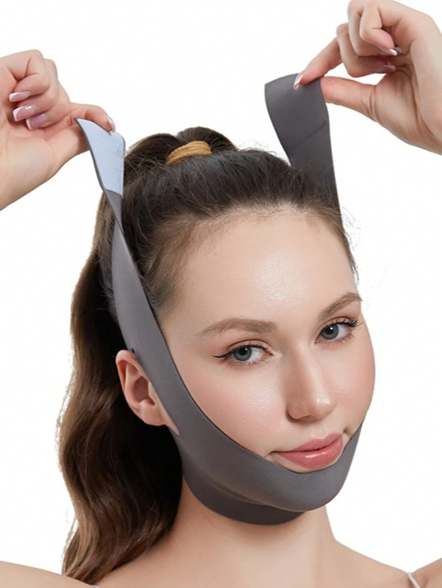 Face Bandages, Face Tape Masks, Support Masks Suitable For Sleeping, Workout And Yoga. They Are Lightweight And Breathable, Won't Cause Wrinkles When Worn, Chin Strap - Red and White - View 1