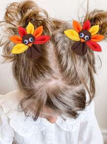 2pcs Turkey Decor Hair Clip For Teen Girls,Teen Hair Accessories - Multicolor - View 4