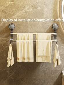 wuyun 1pc Towel Rack, Bathroom Towel Rail, Punch-Free, Bathroom Storage Rack, Strong Suction Towel Hanger, Bath Towel Holder, Detachable Double Rod Towel Rack - Multicolor - View 6