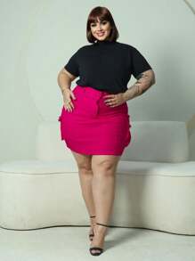 Plus Size Skirts - 玫紅色 - 查看 8