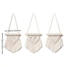 Mini Macrame Wall Hanging Set Of 3pcs Cute Boho Tree Decoration Car Ornaments Woven Art Decor For Nursery Bathroom Bedroom Living Room Dorm,Home Decor ,Room Decor,Wall Decor Gifts Birthday Graduation