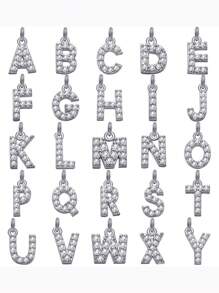 1pc Elegant Compact 26 Initial Letter Zirconia Pendant, DIY Customized Name Jewelry Charm For Necklace, Bracelet, Earrings - DIY Letters - View 7