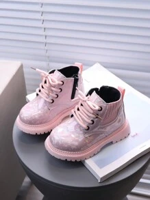 1pair New Style Girls' Sparkly Flat  Boots - Pink - View 5