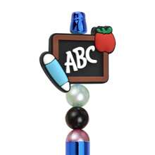 12pcs School Themes Toy Pen Accessories Silicone Beads, DIY Ballpoint Pen Decoration, DIY Keychain Accessories, Creative DIY Pencil Decoration - Multicolor - View 9