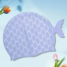 1pc Waterproof & High Elasticity Cute Cartoon Fish Scale Striped Unisex Swim Cap, Comfortable Silicone Swimming Cap Suitable For Water Sports Training For Long & Short Hair - Multicolor - View 9