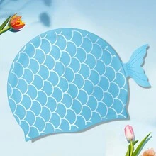 1pc Waterproof & High Elasticity Cute Cartoon Fish Scale Striped Unisex Swim Cap, Comfortable Silicone Swimming Cap Suitable For Water Sports Training For Long & Short Hair - Multicolor - View 8