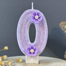 创意 0-9 数字和字母生日蜡烛，手工 DIY 蛋糕装饰，适合节日主题派对，紫色手绘蜡烛，适合庆祝生日、女孩、圣诞节 - 淡紫色 - 查看 15