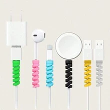 6 piezas Protector salvador de cable de carga - ajuste perfecto para todos los teléfonos móviles, computadoras y cargadores compatibles con todos los cables de carga de Apple y Android - Multicolor - Ver 5