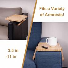 Portable And Stable Couch Arm Table/Tray,For Small Spaces, Eating Drinking Writing - Wood color - View 3