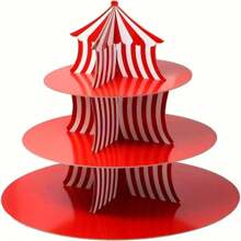 Soporte de cupcakes de alta calidad a rayas rojas y blancas con tema de circo, apto para fiestas de cumpleaños de carnaval, exhibiciones de postres y decoraciones para fiestas de graduación, para fiestas del Día de la Madre, bodas y fiestas individuales, celebraciones y todo tipo de fiestas
