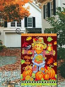 1pc Fall Scarecrow Pumpkin & Autumn Leaves Garden Flag - Multicolor - View 9