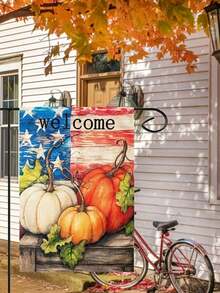 1pc Fall Scarecrow Pumpkin & Autumn Leaves Garden Flag - Multicolor - View 8
