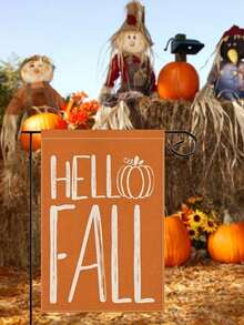 1pc Fall Scarecrow Pumpkin & Autumn Leaves Garden Flag - Multicolor - View 3