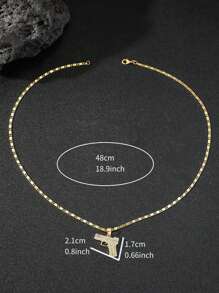 1入金色男士嘻哈風格槍型吊墜項鍊，鑲有立方氧化鋯，適合日常佩戴 - 金黃色 - 查看 3