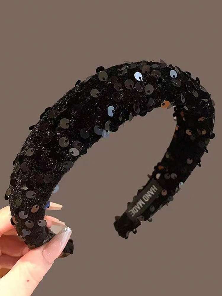 Fascia per capelli con paillettes, elastica, alla moda, accessorio per capelli per donne e adolescenti, regalo elegante per persone alla moda e amanti delle feste
