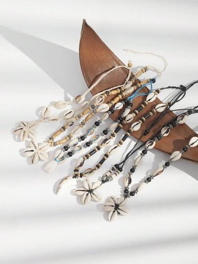 1 Piece Of Casual Ocean Style Simple Natural Shell Wooden Round Bead Starfish, Suitable For Beach Holiday Accessories (Natural Gravel, Random Colors)