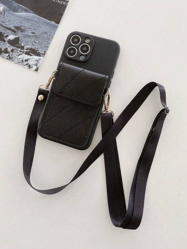Mit Handyanhänger. Eine Umhängetasche mit Kartenhalter, sturz- und verschleißfest, abnehmbarer Halter, Hülle kompatibel mit iPhone-Modellen 7/8/X/XS/XR/XSMax/11/12/12Pro/12ProMax/13/13Pro/13ProMax/14/14Pro/14ProMax/15/15Pro/15ProMax, klassisch, mit Bankkartenfach und Geldbörsenfunktion, erhältlich in stilvoller schwarzer Farbe.