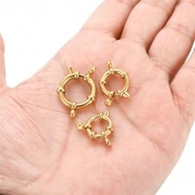 5pcs Metal Gold Color Round Spring Clasps Ring For Bracelet Clavicle Necklace Clasp Connectors DIY Jewelry Making Accessories