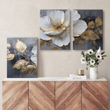 3pcs/Set Unframed Canvas Posters, Modern Abstract Flower Paintings, Canvas Wall Art, Artwork Wall Paintings, Can Be Used As Gifts, Bedroom, Office, Living Room, Cafe, Bar, Wall Decoration, Home And Dormitory Decoration, 40*60 Cm Birthday Graduation