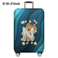 行李箱罩旅行箱罩适用于 18 至 32 英寸行李箱保护套男女户外假日旅行必备配件涤纶行李箱弹力防尘罩时尚首字母 A 至 Z 熊字母印花包适用于学校学校配件学校用品