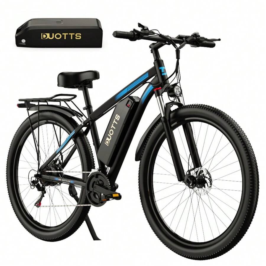 Bicicleta eléctrica DUOTTS C29, bicicleta de montaña de 750W, 2*48V, 15Ah, baterías duales, alcance de 50km, velocidad máxima de 50 km/h, Shimano de 21 velocidades - Negro - Ver 1