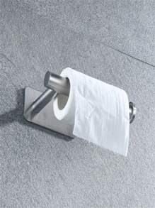 1 pieza Porta pañuelos de acero inoxidable plateado, soporte moderno y sólido para toallas de papel para cocina y baño, estante de almacenamiento sin taladro para sombreros y ropa